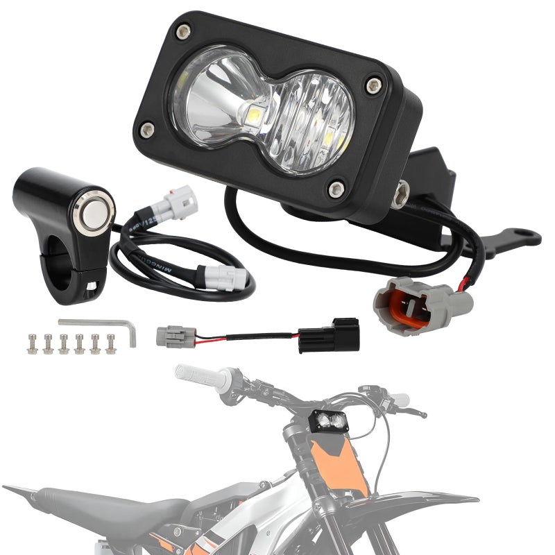 طقم مصابيح أمامية IUVWISN 60006500K شريط ضوء LED مع مفتاح لدراجة سurron Sur Ron Eride E Ride Pro S SS X260 مصباح أمامي للدراجات النارية ضوء واضح أبيض